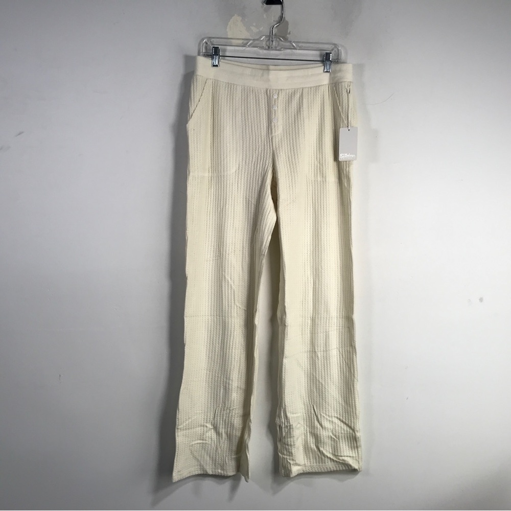 P.J. Salvage Ribbed Soft Waffle Pajama Pant, Women's Size L - Natural